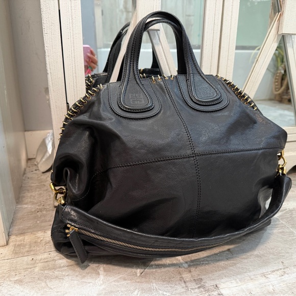 RARE 💕 Givenchy nightingale pierced bag size large in black leather vintage Y2K - Picture 1 of 10